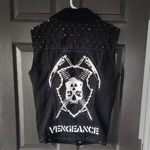 Custom Battle Jacket Vest with Patchwork and Studs